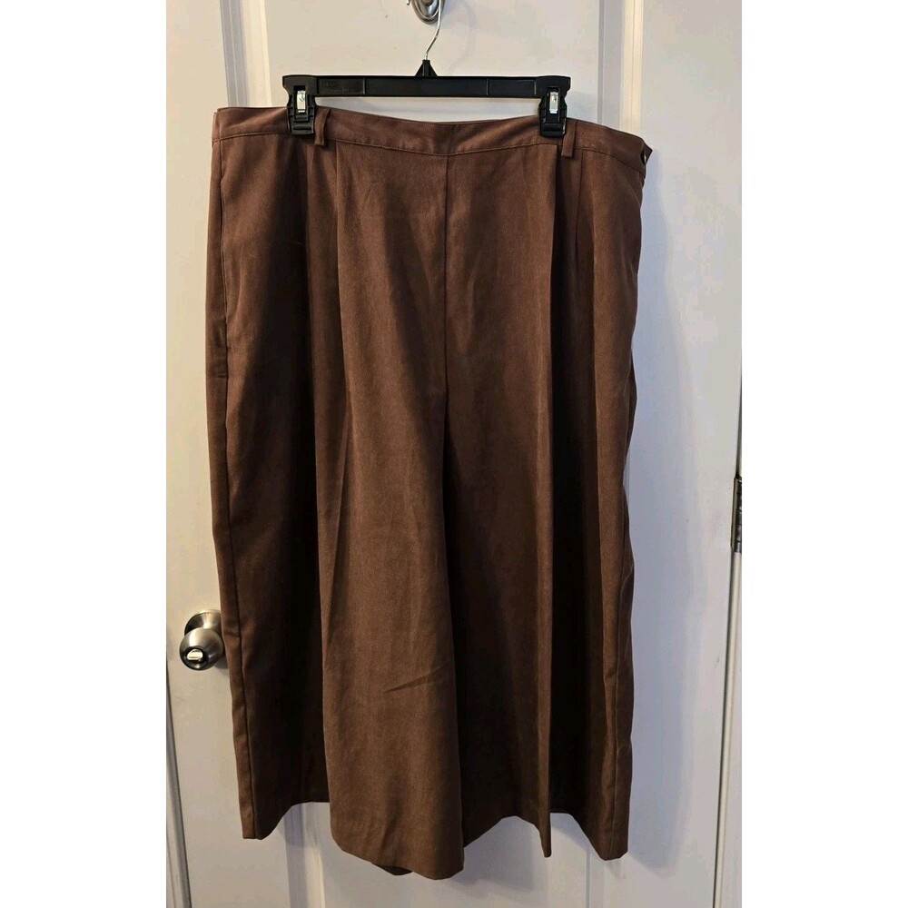 Orvis Womens Brown Faux Suede Split Skirt/wide Leg Crop  Size XL New